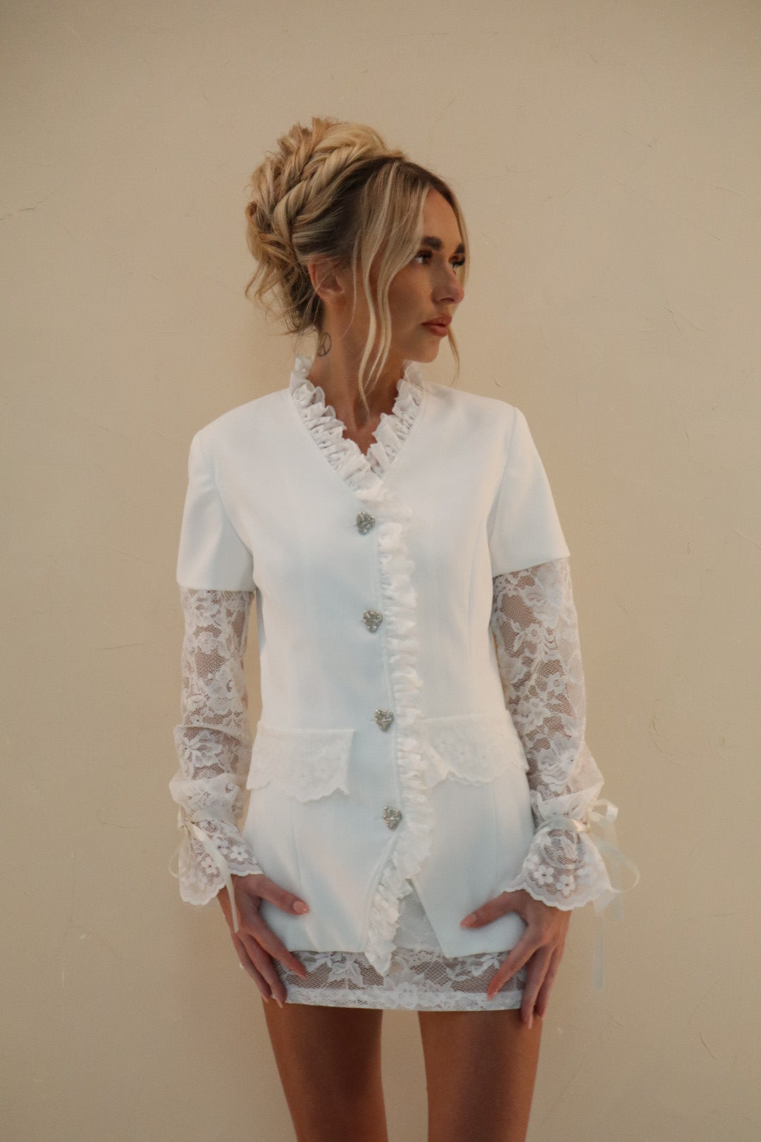 Elowen White Blazer & Lace under skirt