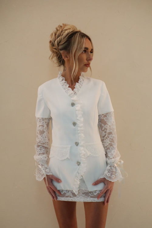 Elowen White Blazer & Lace under skirt