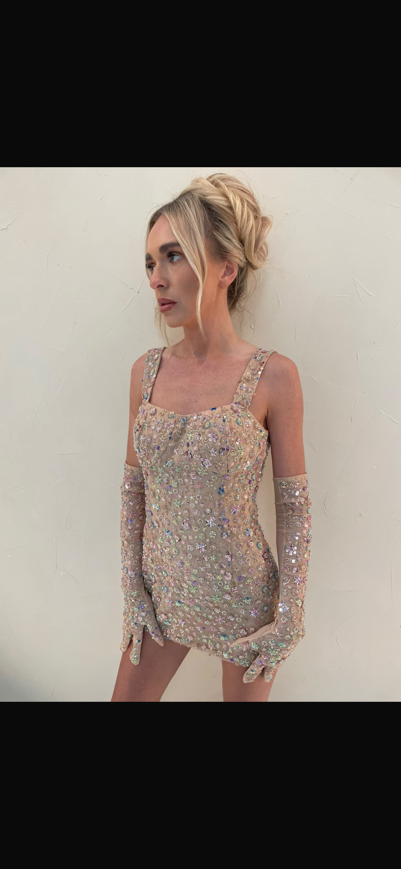 Champagne Sparkle Mini Dress