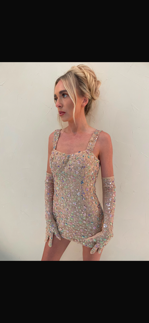 Champagne Sparkle Mini Dress pre order