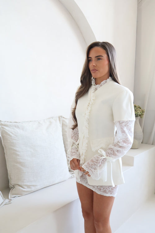 Elowen White Blazer & Lace under skirt